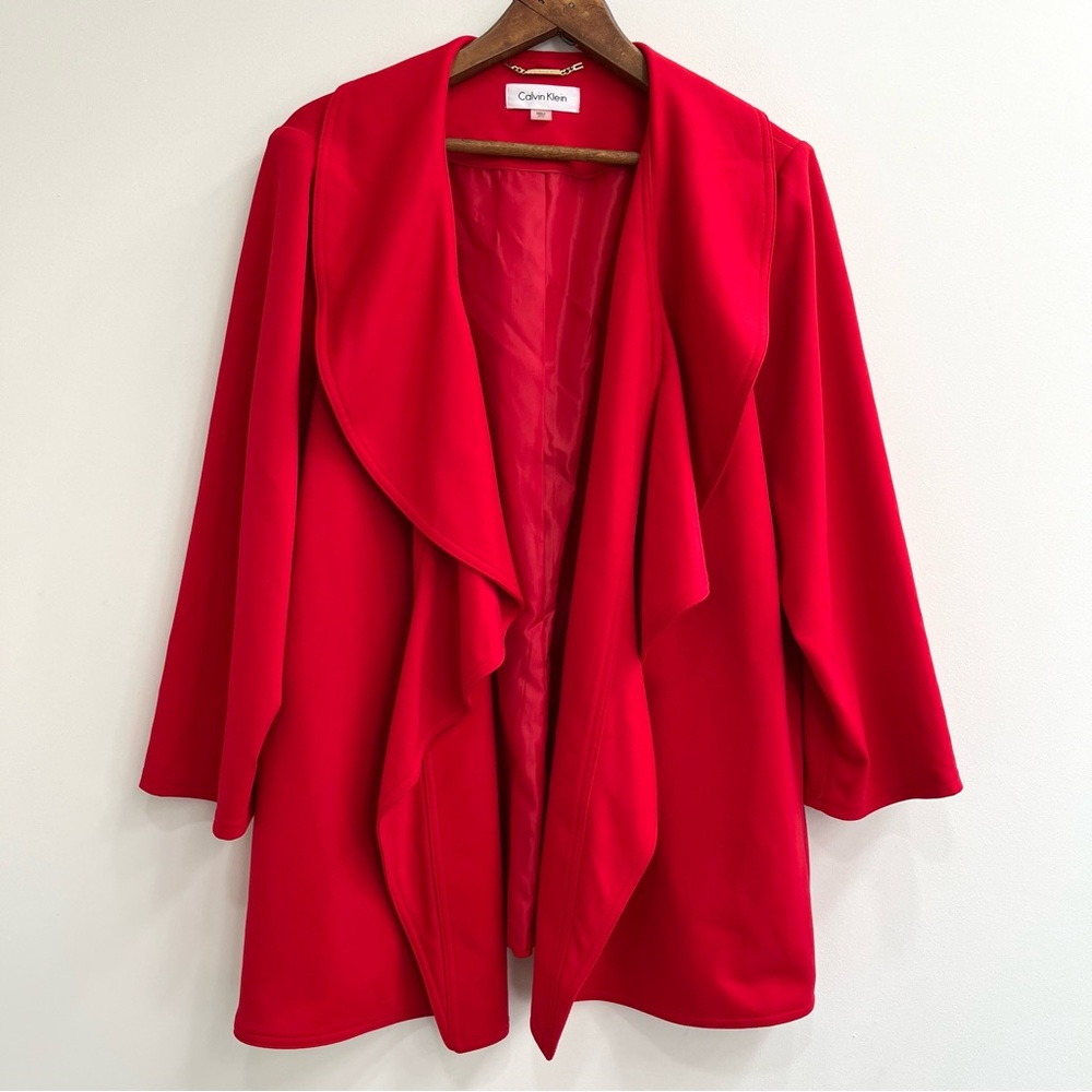 Calvin Klein Red Draped Open-Front Women's Jacket
